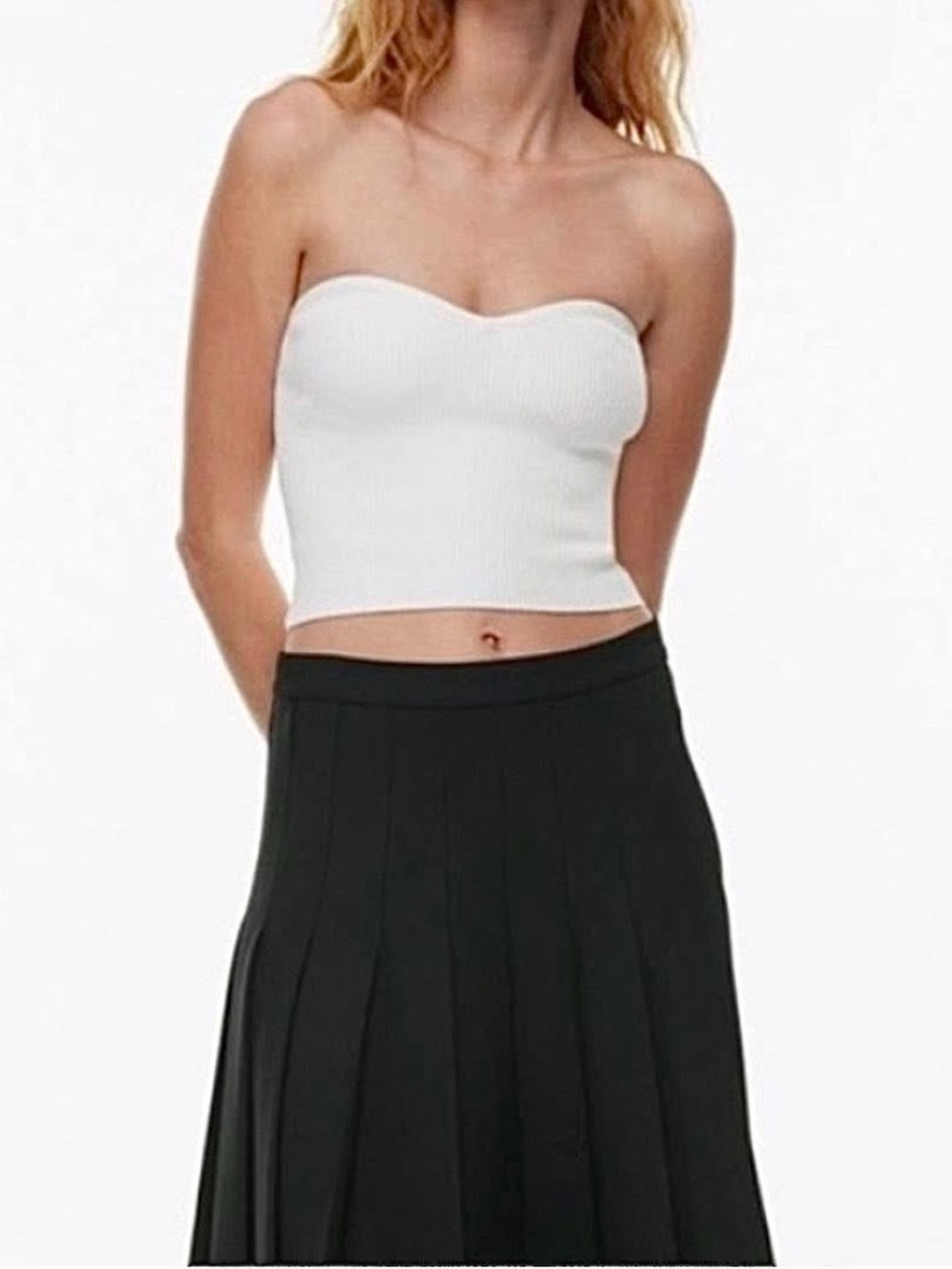 Babaton White Ribbed Crop Top